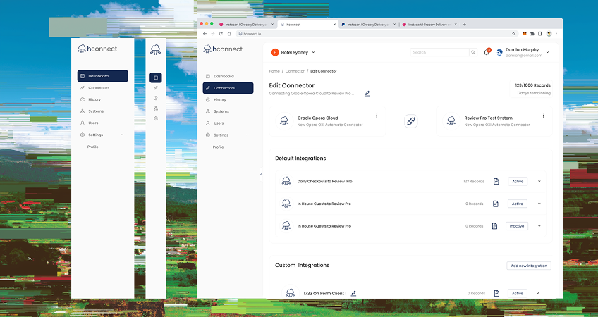 hconnect mobile and sidebar views