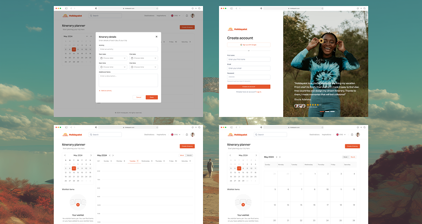 Holidayalot app screens
