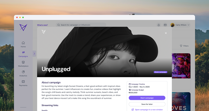 Campaign detail page